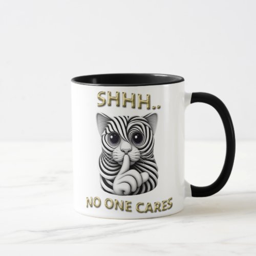 Whimsical Silence Zebra_Striped Cats Playful Gag Mug