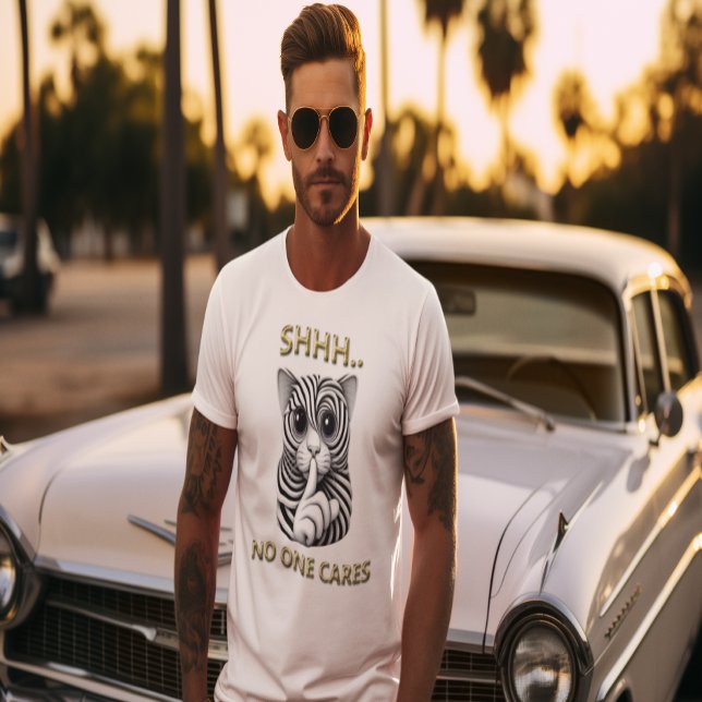 Whimsical Silence Zebra-Striped Cats Playful Gag T-Shirt (Creator Uploaded)