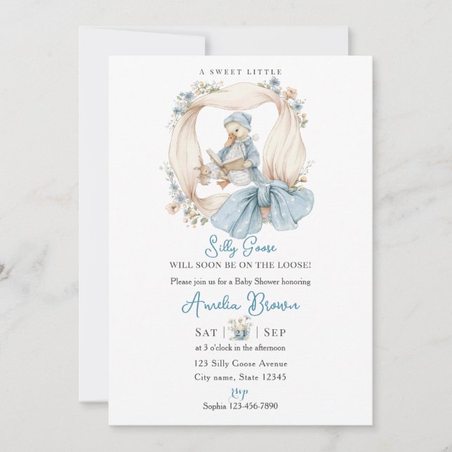 Whimsical Silly Goose Baby Shower Invitation (Front)