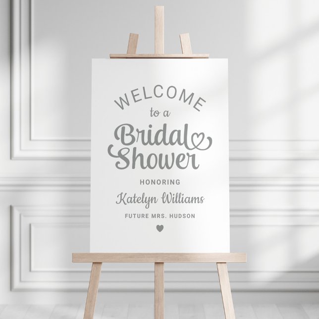 Whimsical Silver Heart Script Shower Welcome Foam Board (Creator Uploaded)