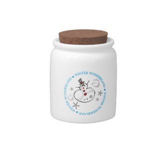 Whimsical Silver Winter Snowman Candy Jar