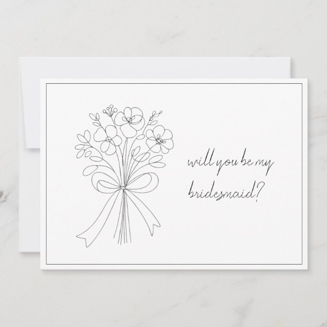 whimsical simple bow & flower bridesmaid proposal  note card (Front)