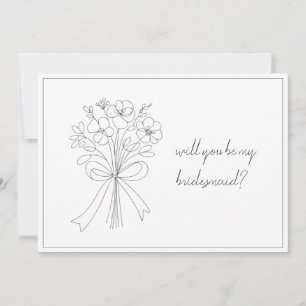 whimsical simple bow & flower bridesmaid proposal note card