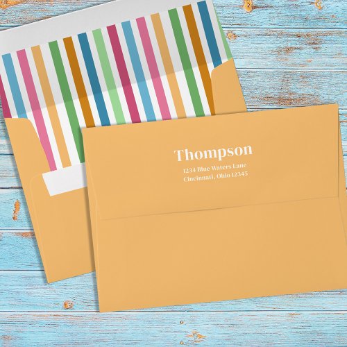 Whimsical Simple Colorful Stripes Return Address  Envelope