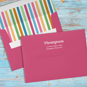 Whimsical Simple Colorful Stripes Return Address Envelope