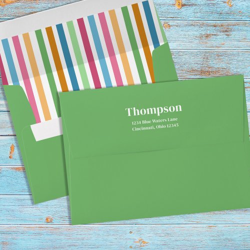 Whimsical Simple Colorful Stripes Return Address  Envelope