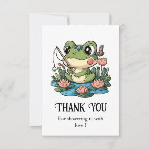 Whimsical Simple Frog Baby Shower Thank You Card