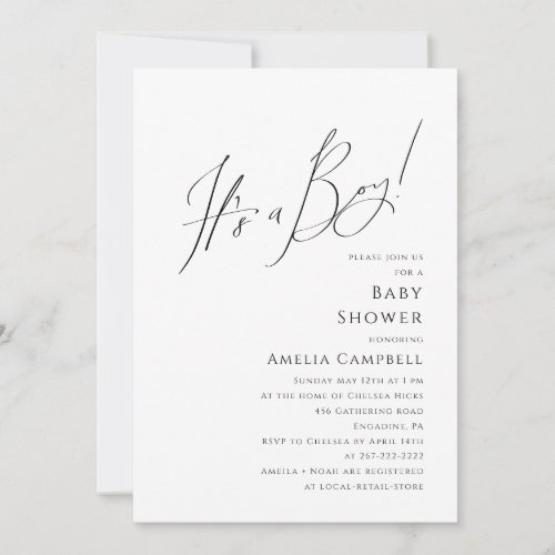 Whimsical Simple Its a Boy Baby Shower Invitation