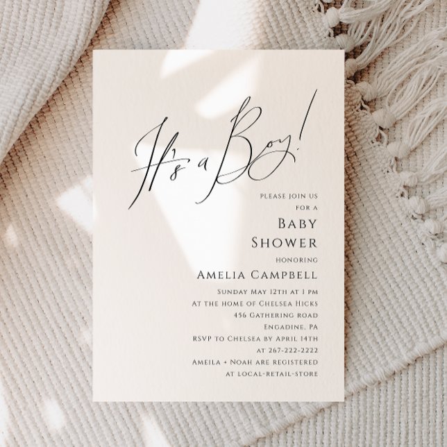 Whimsical Simple It's a Boy Baby Shower Invitation (Creator Uploaded)
