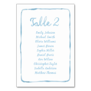 Whimsical Simple Light Blue Seating Chart Card