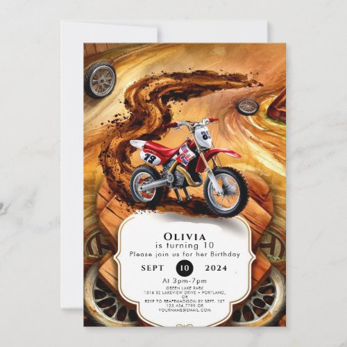 Whimsical Simple Motorcycle Birthday Invitation