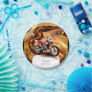 Whimsical Simple Motorcycle Birthday Paper Plates