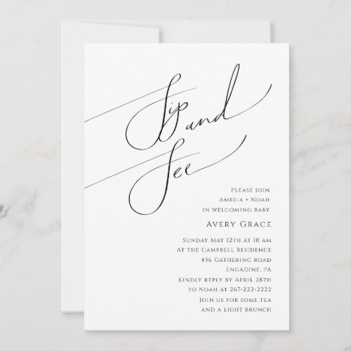 Whimsical Simple Neutral Baby Sip and See Invitation