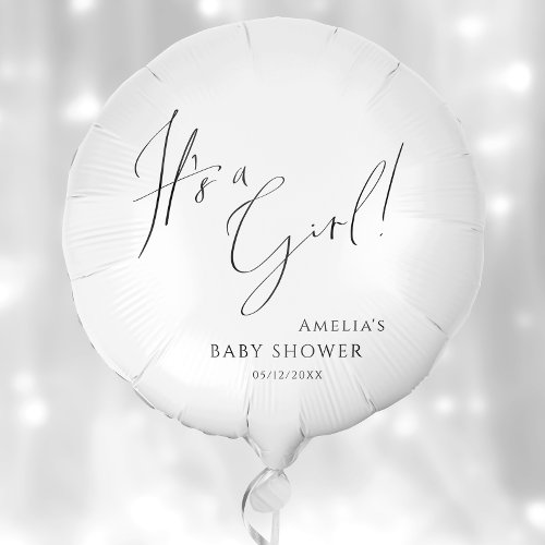 Whimsical Simple Neutral Its a Girl Baby Shower Balloon