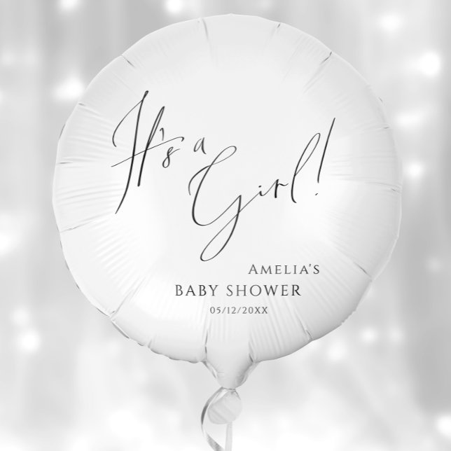 Whimsical Simple Neutral It's a Girl Baby Shower Balloon (Creator Uploaded)