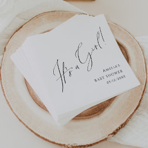 Whimsical Simple Neutral It's A Girl Baby Shower Napkins