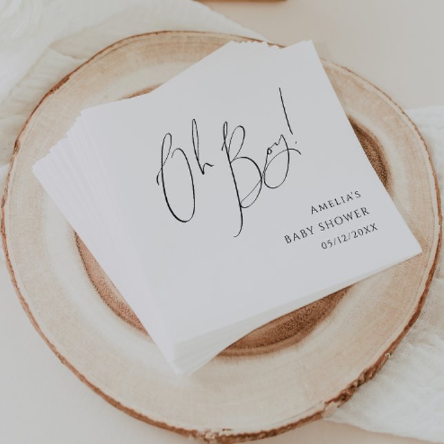 Whimsical Simple Neutral Oh Boy Baby Shower Napkins (Creator Uploaded)