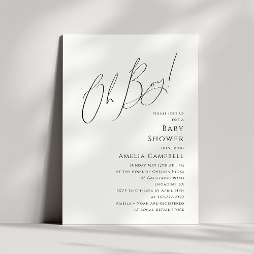 Whimsical Simple Oh Boy Baby Shower Invitation