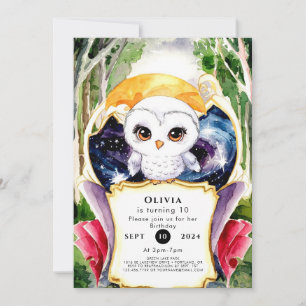 Whimsical Simple Owl Birthday Invitation