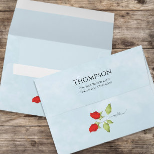 Whimsical Simple Red Rose Cute Return Address Envelope