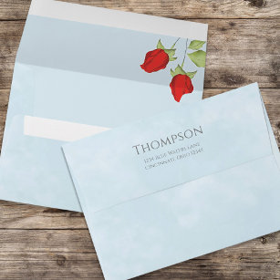 Whimsical Simple Red Rose Cute Return Address Envelope