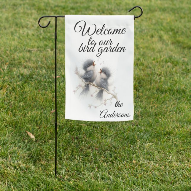  Whimsical Singing Baby Mockingbirds Garden Flag (In SItu)