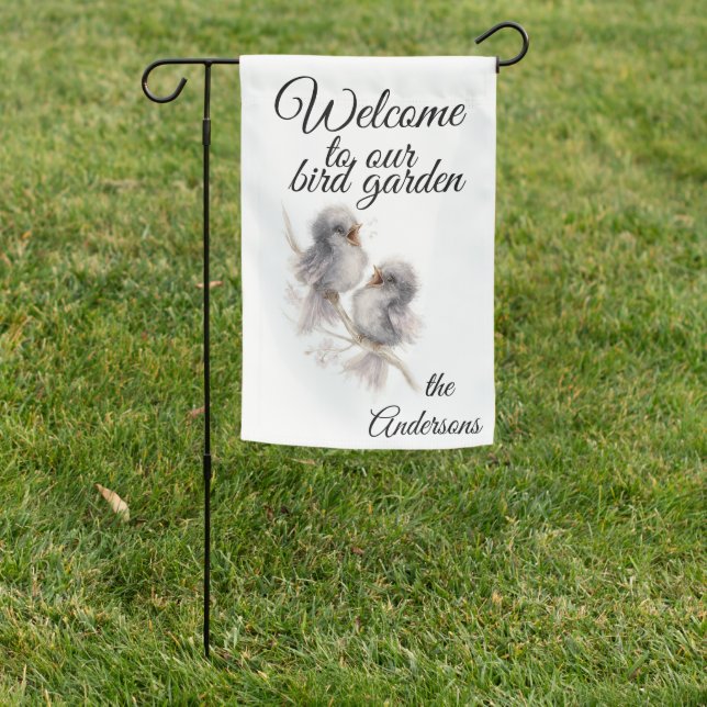  Whimsical Singing Baby Mockingbirds Garden Flag (In SItu)