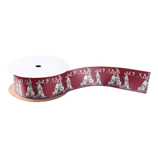 Whimsical Singing Caribou Christmas Ribbon (Spool)