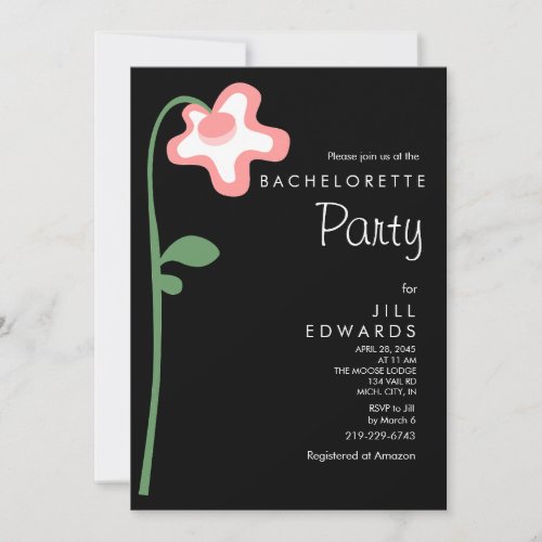 Whimsical Single Flower Wedding Bachelorette Party Invitation