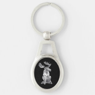 Whimsical Sitting Alaska Moose Siesta Time Keychain