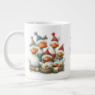 Whimsical Six Geese a-Laying 12 Days of Christmas Giant Coffee Mug