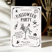 Whimsical Skeleton in Martini Glass, Halloween
