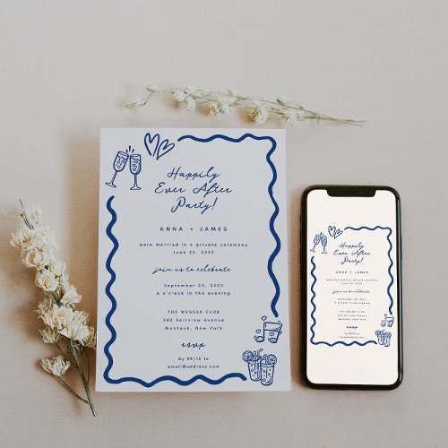 Whimsical Sketched Happily Ever After Party Invitation