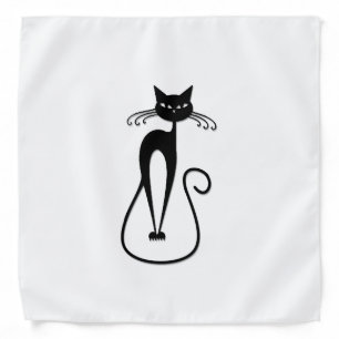 Whimsical Skinny Black Cat Bandana