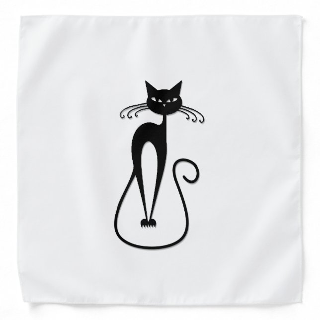 Whimsical Skinny Black Cat Bandana (Front)