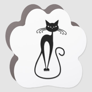 Whimsical Skinny Black Cat Car Magnet