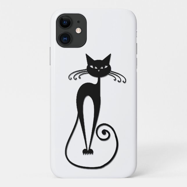 Whimsical Skinny Black Cat Case-Mate iPhone Case (Back)