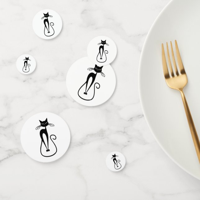 Whimsical Skinny Black Cat Confetti (Group)