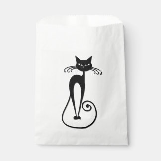 Whimsical Skinny Black Cat Favor Bag