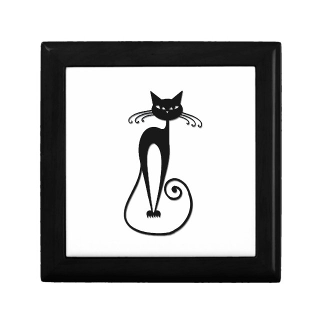 Whimsical Skinny Black Cat Gift Box (Front)