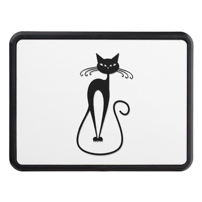 Whimsical Skinny Black Cat Hitch Cover (Front)