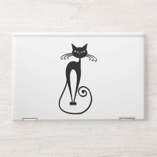 Whimsical Skinny Black Cat HP Laptop Skin