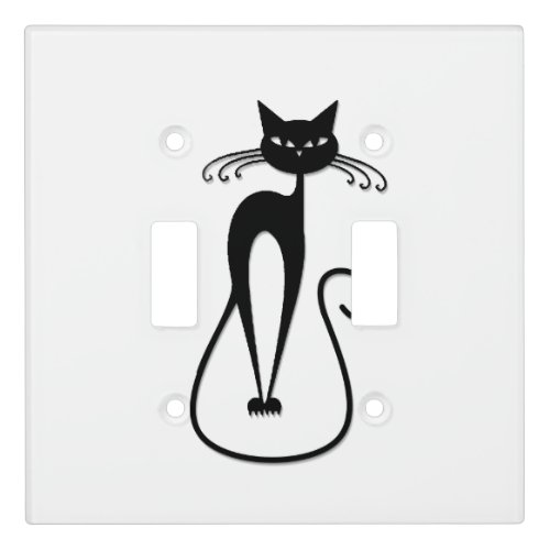 Whimsical Skinny Black Cat Light Switch Cover