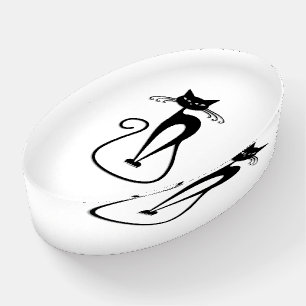Whimsical Skinny Black Cat Paperweight