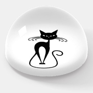 Whimsical Skinny Black Cat Paperweight
