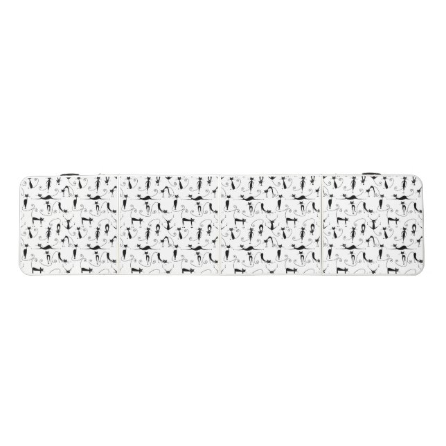 Whimsical Skinny Black Cat Pattern Beer Pong Table (Top)