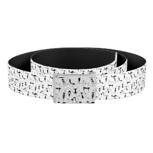 Whimsical Skinny Black Cat Pattern Belt