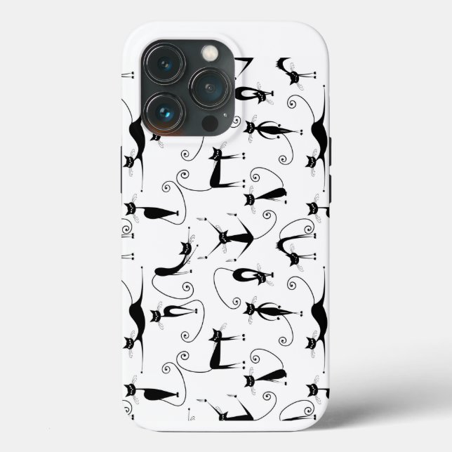 Whimsical Skinny Black Cat Pattern Case-Mate iPhone Case (Back)