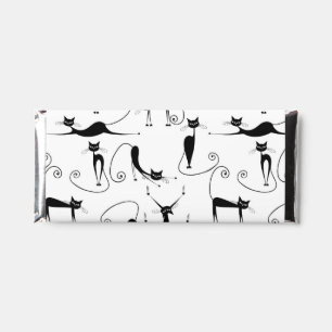 Whimsical Skinny Black Cat Pattern Hershey Bar Favors