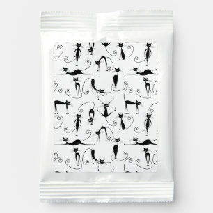 Whimsical Skinny Black Cat Pattern Hot Chocolate Drink Mix